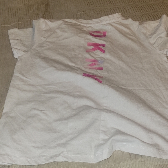 DKNY Kids White Tee with Pink Sport Logo - Picture 2 of 4